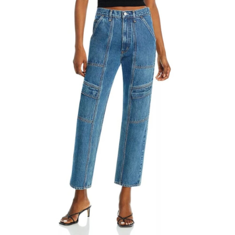 AGOLDE Women's Blue Cooper High Rise Straight Leg Cargo Jeans Size 32